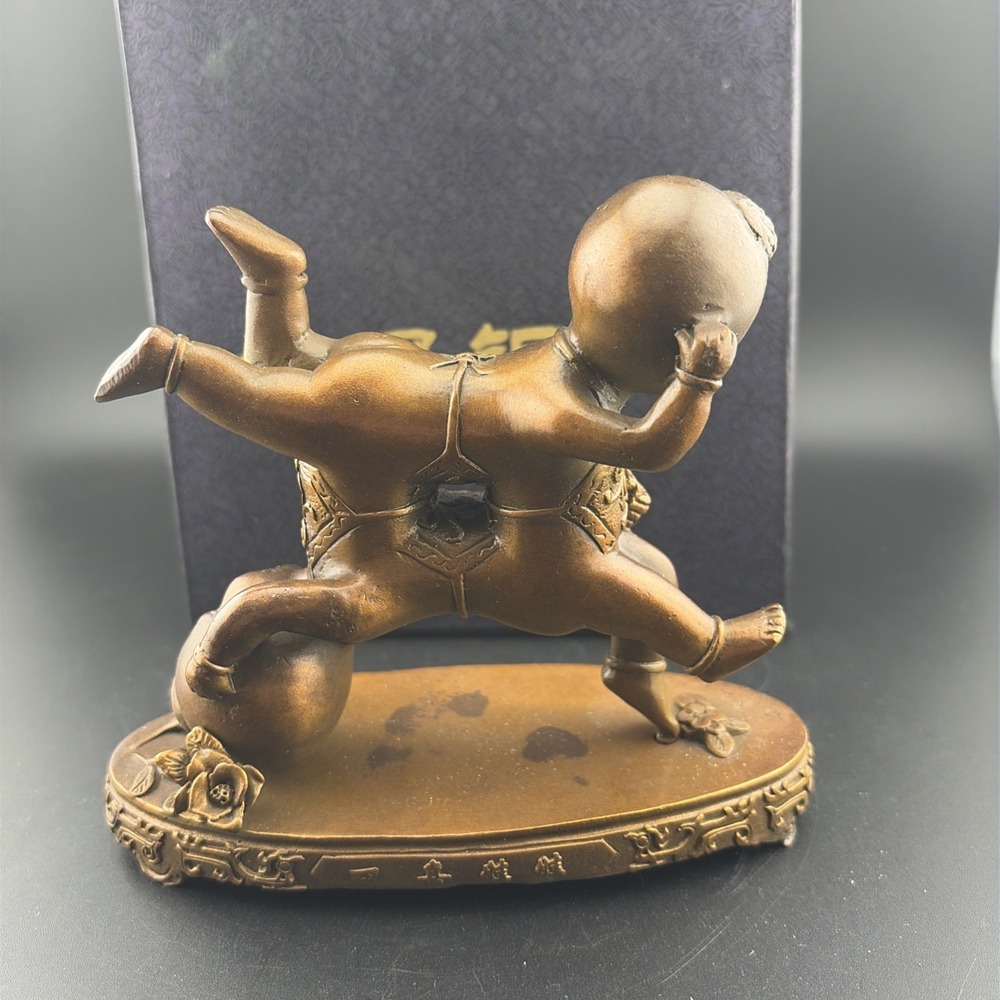Red Star Copper Company Sculpture Chinese Heavy Square Of Babies Good Luck - Picture 4 of 12